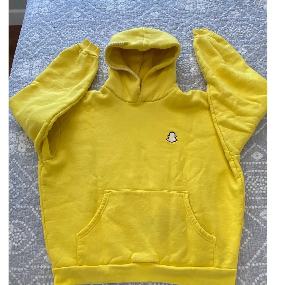 Madhappy x Snapchat Hoodie Men's Yellow Fleece Lined Pullover Cotton USA Medium